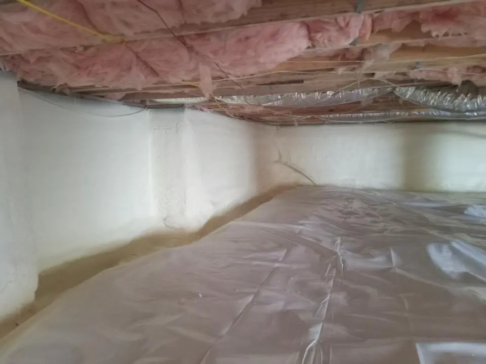 Crawl space encapsulation with closed-cell spray foam for Roof Leak Repair in Glasgow
